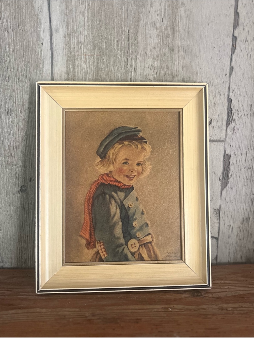 Framed Vintage Portrait Adrian by Anne Allaben 9 1/2 x 11